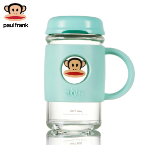 PaulFrank/大嘴猴玻璃杯水杯带盖高档办公室茶杯带把手便携杯子